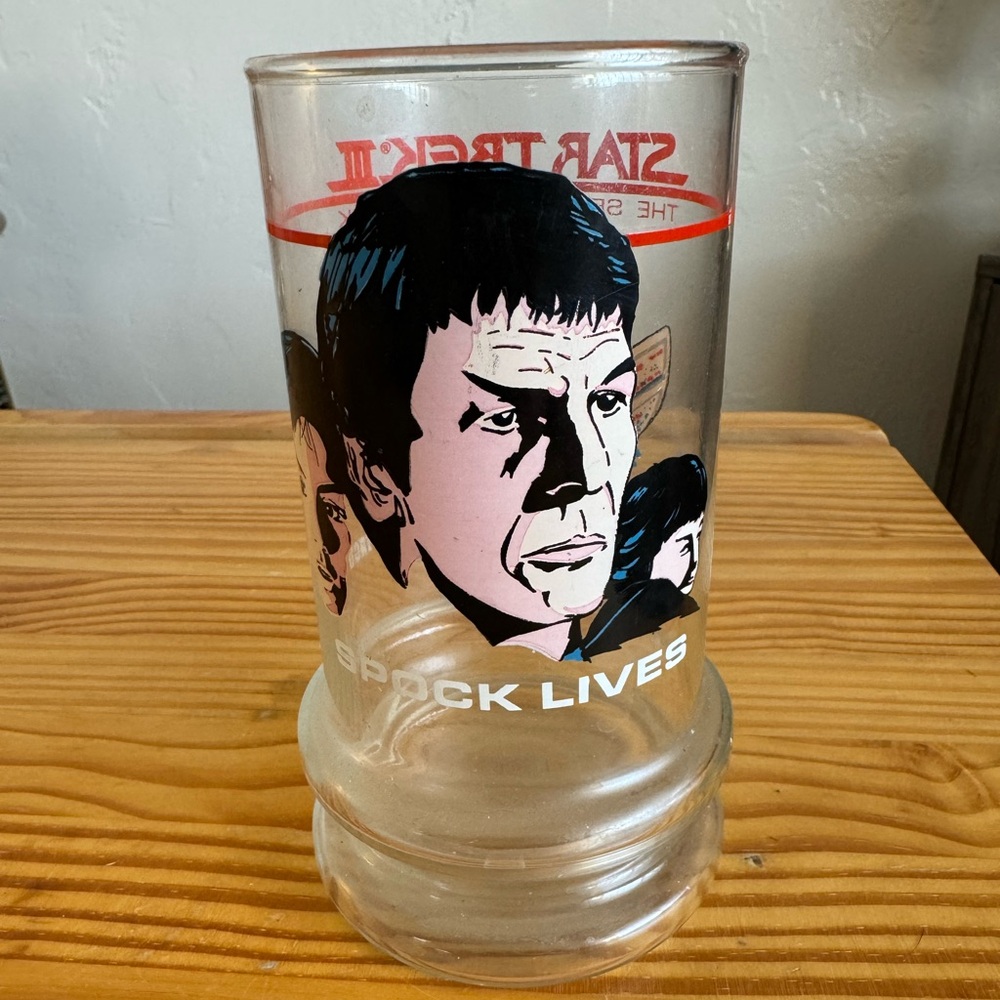 Star Trek vintage Spock Lives Taco Bell drinking novelty glass 80s 1980s decor